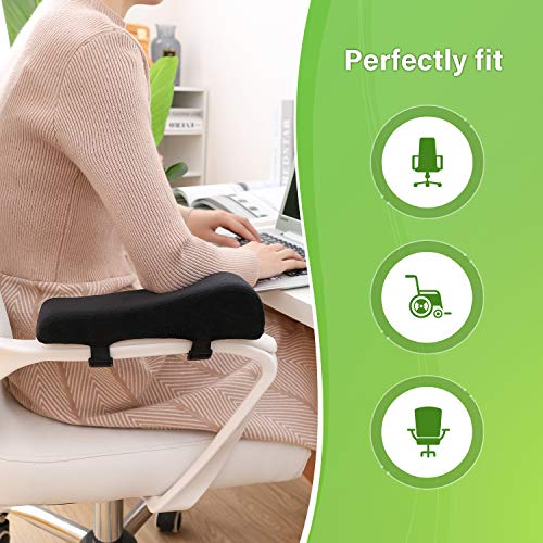LargeLeaf Black Velvet Ergonomic Armrest Pads – Memory Foam Elbow Cushions (2-Pack) for Office & Gaming Chairs