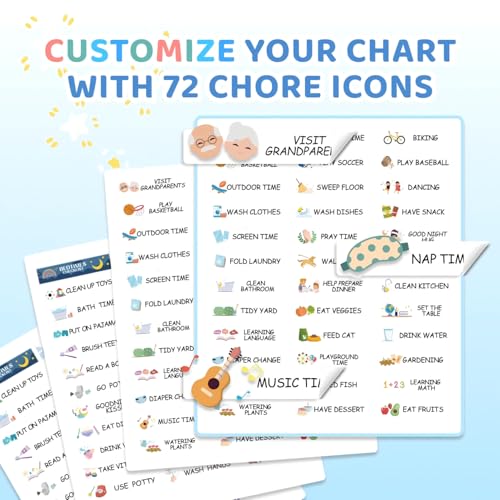 2 Pack Magnetic Kids Chore Chart with Dry Erase & Stickers - CustomMaster Blue & Pink