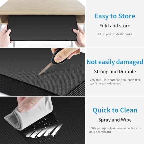 30 Pack Black Desk Dividers for Students, Privacy Shields Folder for Students, Durable & Waterproof Plastic Study Board, Classroom Teacher Supplies Test Divider, Includes Extra Labels