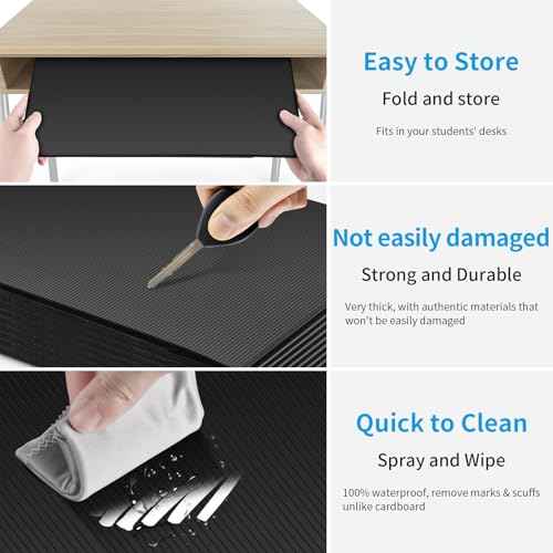 18 Pack Black Desk Dividers for Students, Privacy Shields Folder for Students, Durable & Waterproof Plastic Study Board, Classroom Teacher Supplies Test Divider, Includes Extra Labels