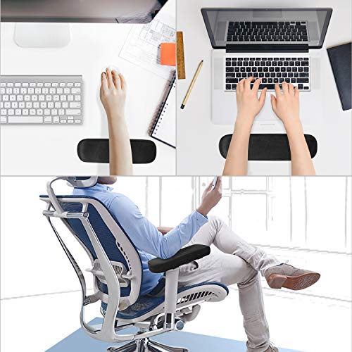 MOSISO Black Chair Armrest Pads – Memory Foam Elbow/Wrist Support, Universal Fit