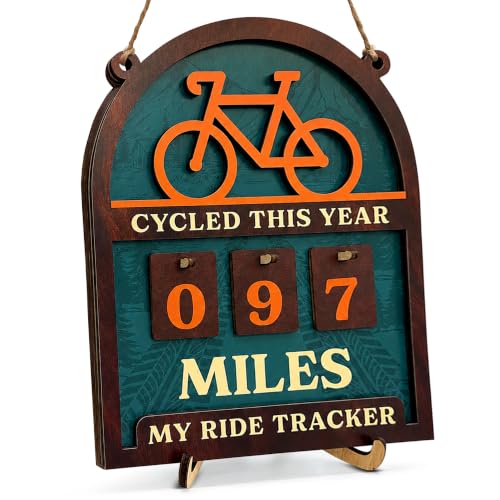 Miles Cycled This Year Tracker Sign - Cycling Gift (HDKY) Cycled Variant