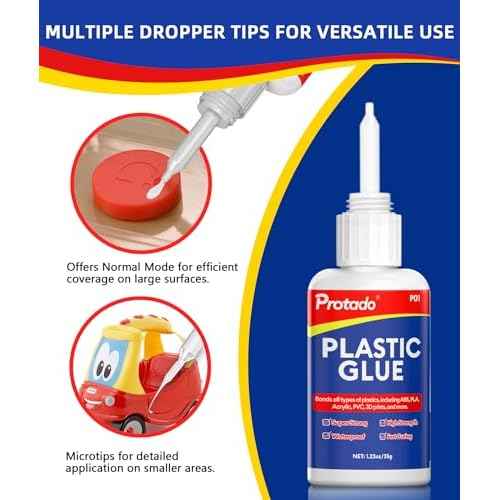 Plastic Glue, 35g Heavy Duty Super Strong Clear Glue, Waterproof Heat Resistant Adhesive for Plastic Bonding, Repair, ABS, PVC, PLA, 3D Printing, Acrylic, Nylon, Vinyl, Toys, Models, DIY Kits