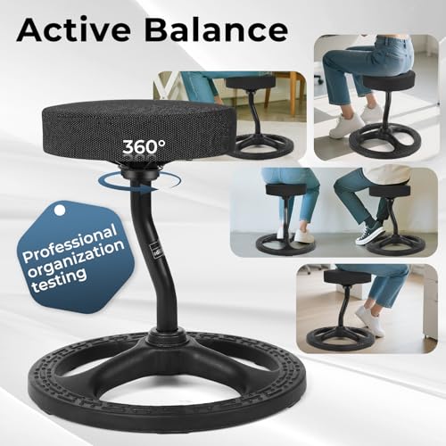 Upaloop 19 Inch ADHD Wobble Chair, Black – Flexible Seating for Stability, Yoga, Desk