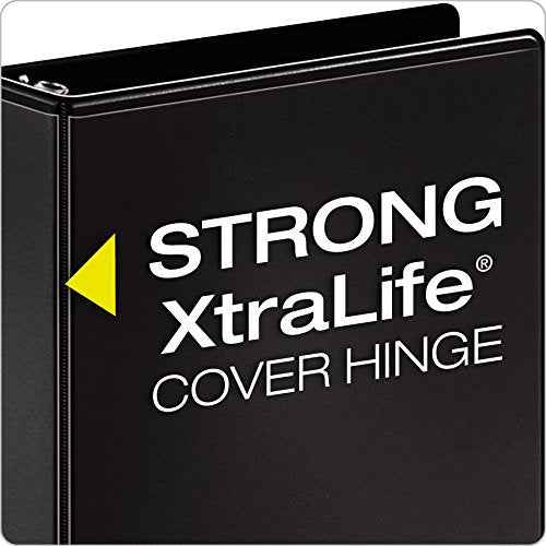 Cardinal 3 Ring Binder, Binders for School and Office, Durable 3 Inch Performer ClearVue Binder, Round Rings, 625-Sheet Capacity, Customizable ClearVue Covers, PVC-Free, Black (67525)