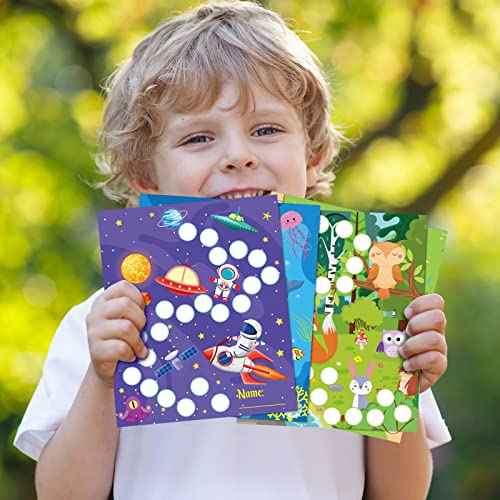 100 Pieces Sticker Charts for Kids Incentives Reward Chart for Kids Behavior in 4 Designs with 2160 Mini Animal Stickers Dry Erase Chore Chart for Classroom Teaching or Home Using