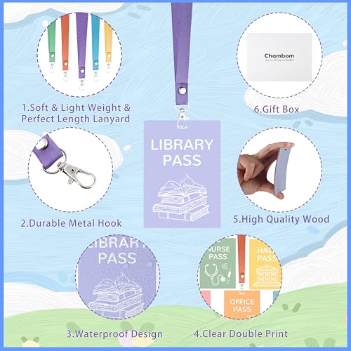 Planner 6 Sets Hall Pass Lanyards and School Passes Set - Unbreakable Wooden Hall Passes for Classrooms