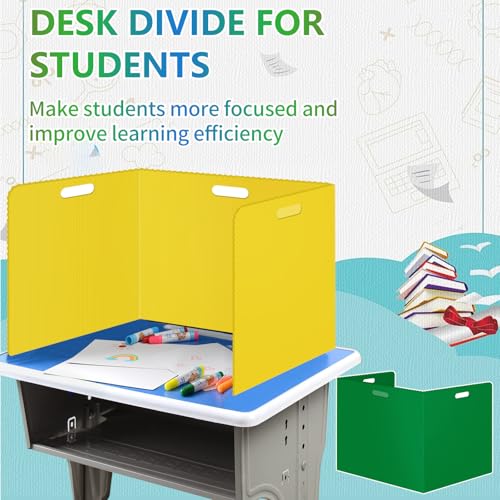ZSMKJIAYE 24 Pcs Muticolored Desk Dividers, Foldable Privacy Panels for Students (17.3x14 in / 14x13.5 in) Classroom
