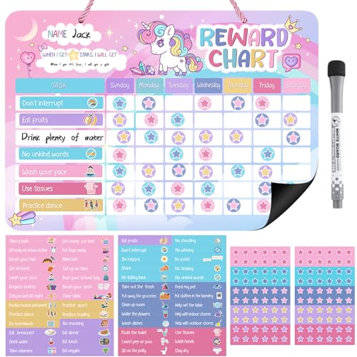 Thboxes Unicorn Reward Chart for Kids, 52 Chore & Behavior Tracker Set
