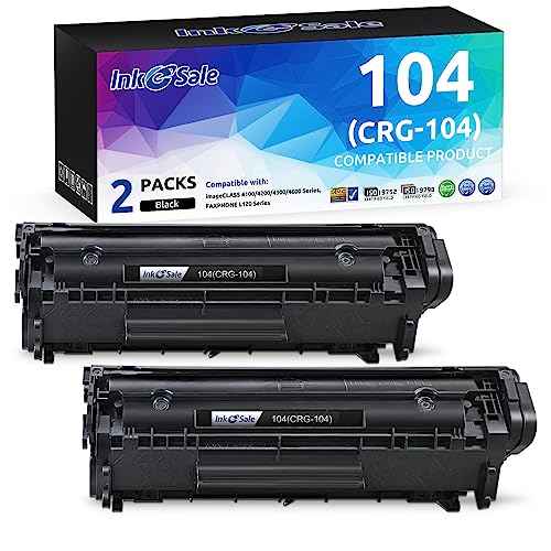 INK E-SALE Compatible Toner Cartridge for Canon 104 CRG 104 FX-10 FX-9 (Black, 2 Pack), for use with Canon ImageClass D420 D480 D450 MF4150 MF4350d MF4370dn MF4270 MF4380dn MF4100 Printer