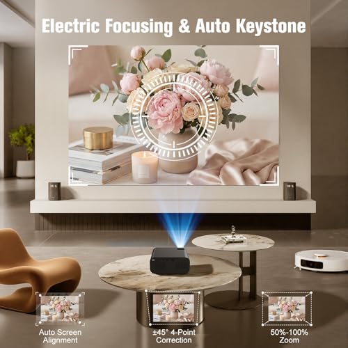Polaring Black Smart Mini Projector with WiFi, Bluetooth & Built-in Apps