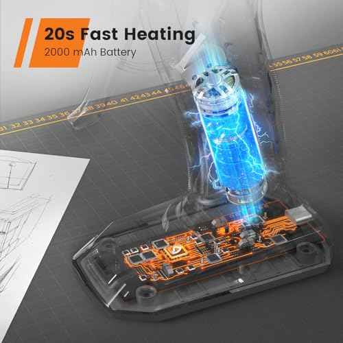 GoGonova Hot Glue Gun, 20s Fast Preheating Glue Gun Cordless & Rechargeable, 2Ah Battery Hot Glue Gun and 25 Pcs Hot Glue Sticks Set, Smart Power-Off, Stands-Up Design, Anti-Drip (Blue-25)