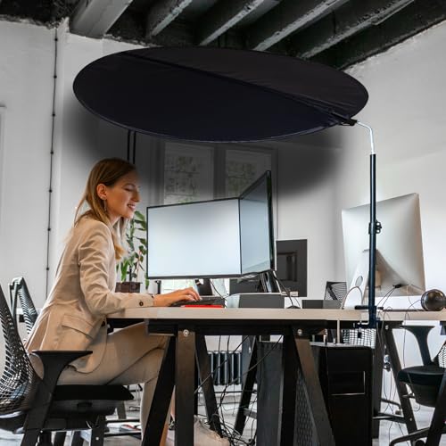Office Cubicle Desk Shade Anti-Glare Cover Light Sensitive Professionals Cubicle Light Blocker for Workspaces Desk Canopy 36" Circular Shading Light Shade with Clamp