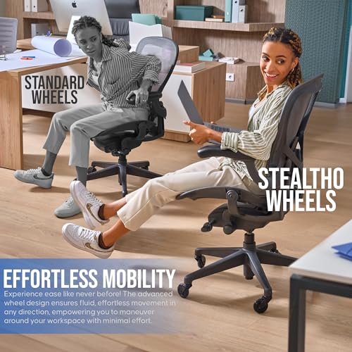 Stealtho Black Roller Blade Office Chair Wheels - 5 Pack for Hardwood Floors