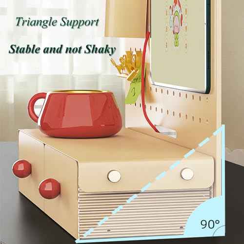 Desk Board Organizer, Desk Mounted Desktop Organizer with Storage Drawers and Accessories, Easy to Assemble (Green)