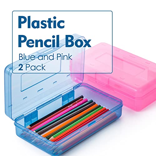 Mr. Pen 2 Pack Large Plastic Pencil Cases Pink & Blue, Pen & Marker Organizer