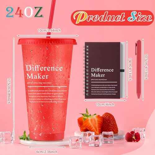 Marspark 20 Sets Difference Maker Gifts for Women Men, Christmas Employee Appreciation Gifts Bulk Inspirational Thank You Cup Motivational Notebooks with Pen for Team Teacher Coworker (Colorful)