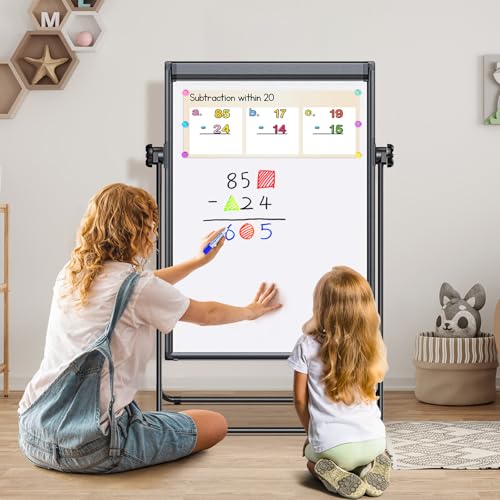 40-Inch Whiteboard Easel with Adjustable Height & Double-Sided Magnetic Surface