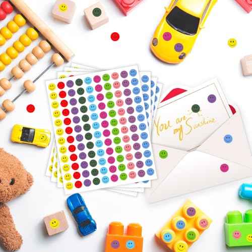 6000 PCS Smiley Face Stickers, Small Happy Face Stickers, 10 Colors Happy Faces Decal Sticker, Mini Incentive Reward Sticker for Kids, Round Behavior Chart Decals for Students Teachers Supplies