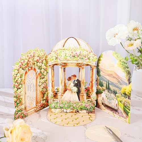 Wedding Pop Up Card - Romantic Card for Bride and Groom, Wedding Congratulations, Engagement, Newlyweds, Bridal Shower, Ideas Valentine¡¯s Day for Girlfriend, Husband, Wife, Boyfriend, Bride, Groom