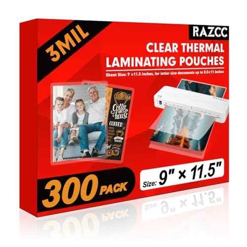 Laminating Sheets, 300 Pack Clear Thermal Laminating Plastic Paper Laminator Sheets, 9 x 11.5-Inch, 3mil, Ideal Office or School Supplies