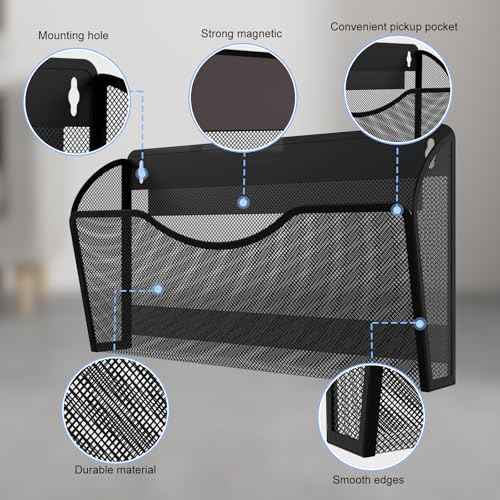 Magnetic File Holder 1 Pockets File Folder Organizer, Office Hanging Magazine Rack for File Cabinets, Magnetic Paper Holder, No Drilling Mail Organizer for Refrigerator, Office