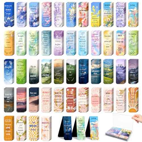 48 Piece Bible Verse Magnetic Bookmarks - Christian Scripture Inspirational Book Marks with Boxes - Religious Motivational Book Marker Prayer Page Clips for Women & Men Reading Gifts