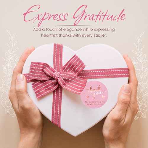 500 Pcs 1.5 Inch Pink and Rose Gold Thank You Stickers for Small Business, Small Business Packaging, Self-Adhesive & Waterproof Stickers with Beautiful Designs, Strong and Durable Envelope Seals