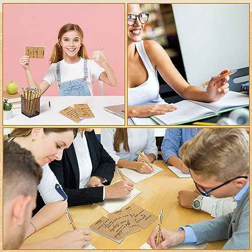 200 Pcs Christian Gifts Bulk 50 Bible Verse Notebook 50 Religious Retractable Bamboo Pens 50 Religious Inspirational Keychains Prayer Journal Church Gifts for Men Women Sunday Teacher