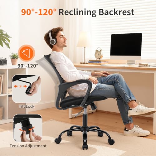 Ergonomic Mesh Office Chair - Adjustable, Supportive Desk Chair for Home & Work, Black
