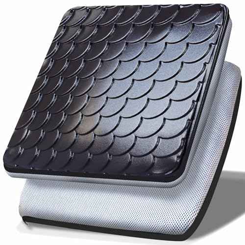 Upgrade Cooling Gel Car Seat Cushion for Pressure Relief Long Sitting, Large & Thicker Gel Cushion for Wheelchair, Breathable Office Chair Pads for Car Seat Driver, Waterproof Cooling Cover[Black]
