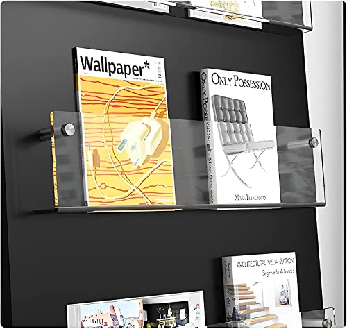 ROYALITA 2-Pack Acrylic Magazine Holders, Clear 17 Inch Wall Mount Brochure Racks