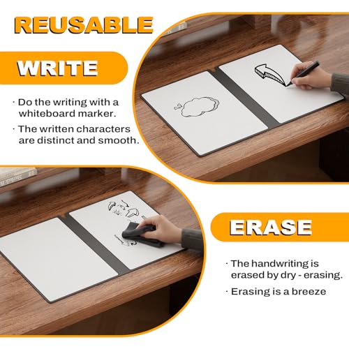 Orange Small Dry Erase Whiteboard 12x9 Inches Portable Double-Sided Folding Board with Pen