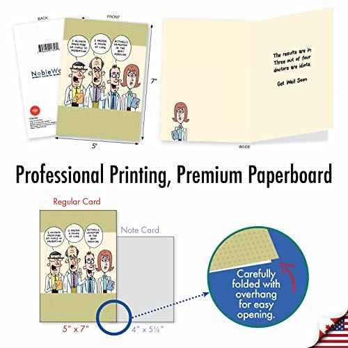 NobleWorks - 36 Assorted Hysterical Get Well Bulk Box Set Greeting Cards Envelopes - Mix Funny Feel Better Variety Pack for Men, Women (36 Designs, 1 Each) - Happy and Healthy AC2798GWG-B1x36