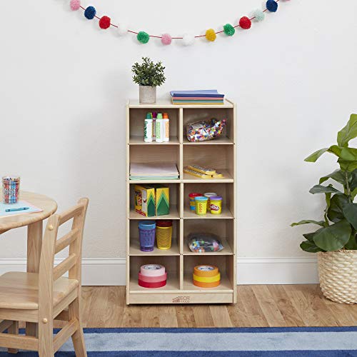 ECR4Kids 10 Cubby Mobile Tray Storage Cabinet, 5x2, Classroom Furniture, Natural