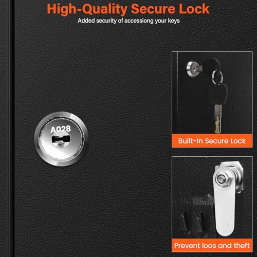Nebakne 100 Keys Key Cabinet Lock Box with Drop Slot - Anti-Theft, Wall Mount with Key Tags (Black)