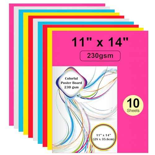10 Pcs 11" x 14" Colored Poster Board Paper ROOKEA Colorful Poster Board Bulk 230 Gsm Thick Blank Smart Vision Boards for School Arts Craft Projects Drawing Scrapbooking Graphic