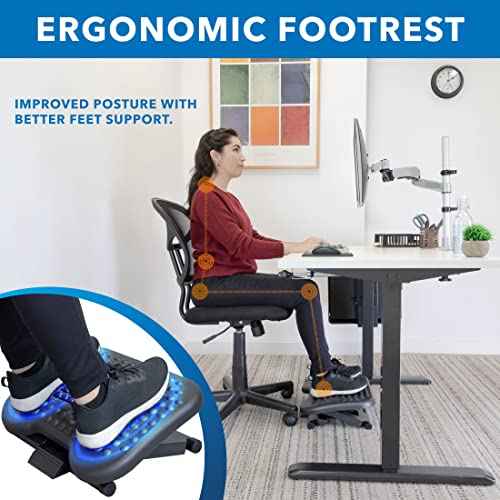 Mount-It! Ergonomic Under Desk Footrest | Massaging Foot Support for Foot Comfort | Office Tilting Footrest with 3-Level Height Adjustment Against Swelling