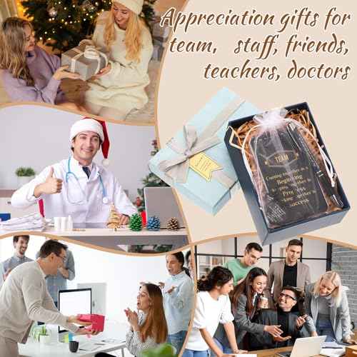 Fulmoon 80 Pcs Employee Appreciation Gifts Set Include Notepad Pen Thank You Keychain Organza Bag, Going Away Retirement Birthday Christmas Team Gift for Member Coworker(Black,Team)