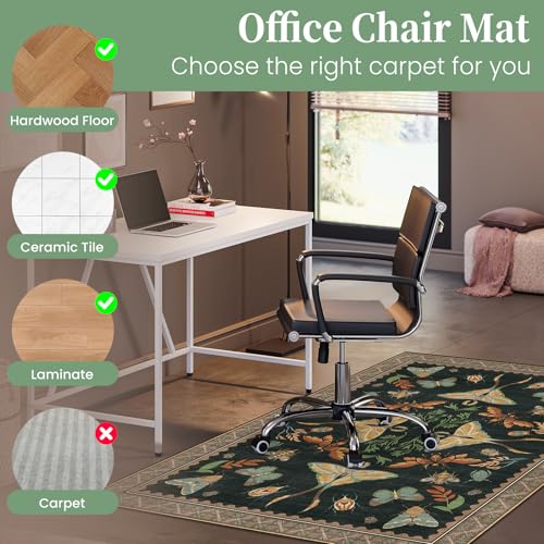Lreedy 36x48 Colorful Insects Office Chair Mat for Hardwood & Tile Floors – Non-Slip, Printed Polyester
