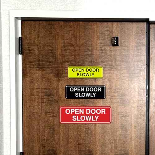 Standard Open Door Slowly Door/Wall Sign - Silver - Medium 5 Pack