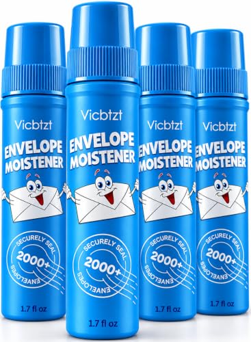 VICBTZT Envelope Moistener with Adhesive - Bulk 4-Pack for Mailing & Invitations