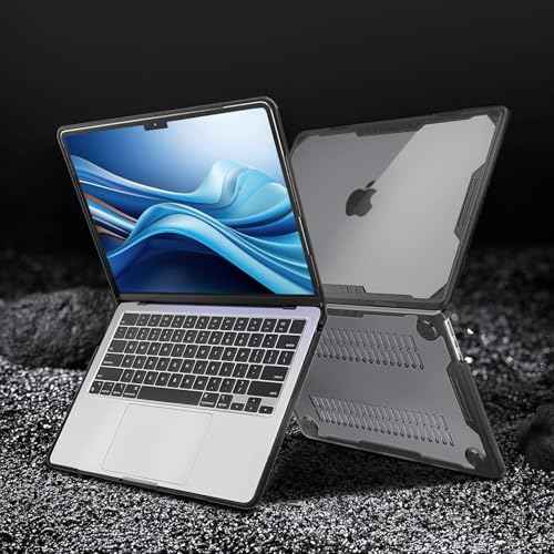 MOSISO Compatible with MacBook Air 13 inch Case 2025-2022 M4 A3240 M3 A3113 M2 A2681, Symmetric Geometric Heavy Duty Hard Case with TPU Bumper&Keyboard Skin&Type C for MacBook Air 13.6, Black