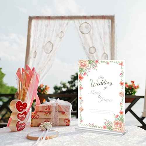 2 Pack Large Acrylic Sign Holder - 11 x 17 Inches Clear T Shaped Table Photo Menu Display Stand - Double Sided Picture Flyer Holder for Office Store Restaurant