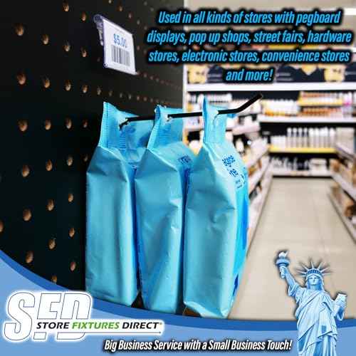 STORE FIXTURES DIRECT Pegboard Label Holder, Scannable UPC Ticket Display with Slot for Peg Wall, 2.5" L x 1.25", 50 Pack