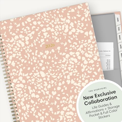 Blue Sky The Everygirl 2026 Weekly and Monthly Planner Calendar, January 2026 - December 2026, 8.5" x 11", Flexible Cover, Durable Twin Wire Binding, Storage Pocket, With Stickers, Bengala Desert Rose