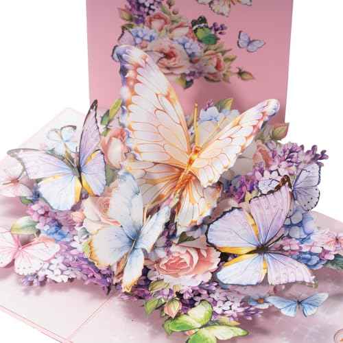 Butterfly Garden 3D Pop-Up Greeting Card ? Elegant Floral Pop-Up Card for Birthday, Mother¡¯s Day, Wedding, Anniversary