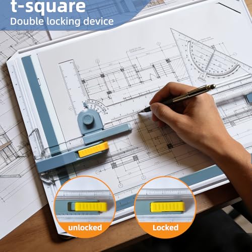QIJIAA Imperial A3 Drafting Board with Adjustable Angle & Measure System, Portable