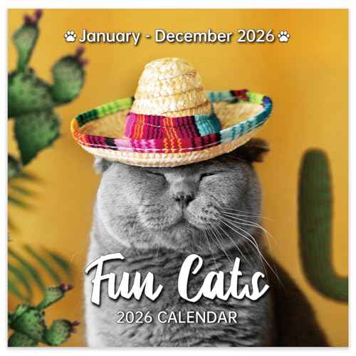 2026 Wall Calendar - 2026 Calendar, Funny Cat Calendar 2026, Jan. 2026 - Dec. 2026, Wall Calendar Gag Gift, Funny Cat Memes Pics, 12'' x 24'' (Open), Unruled Block, Hanging Hole, Holidays