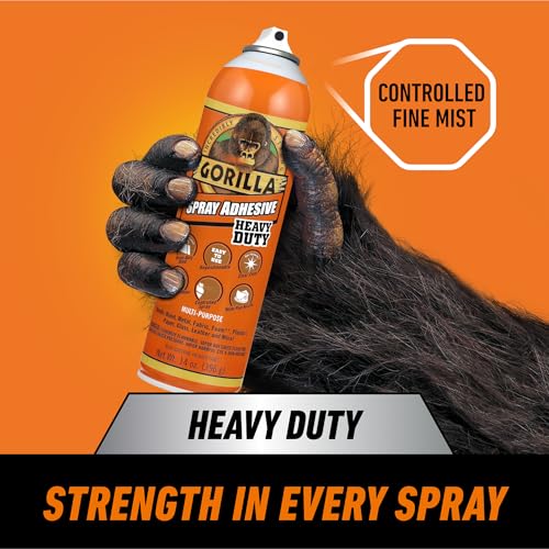 Gorilla Heavy Duty Spray Adhesive 14 Oz - Multi-Purpose Repositionable Clear Glue
